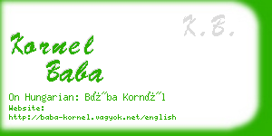 kornel baba business card